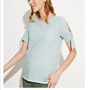 LOFT Green and White Striped Top